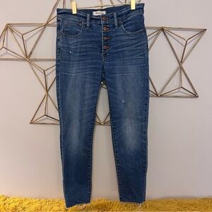 Madewell High Rise Skinny Skinny Button-Fly Blue Jeans, Size 27